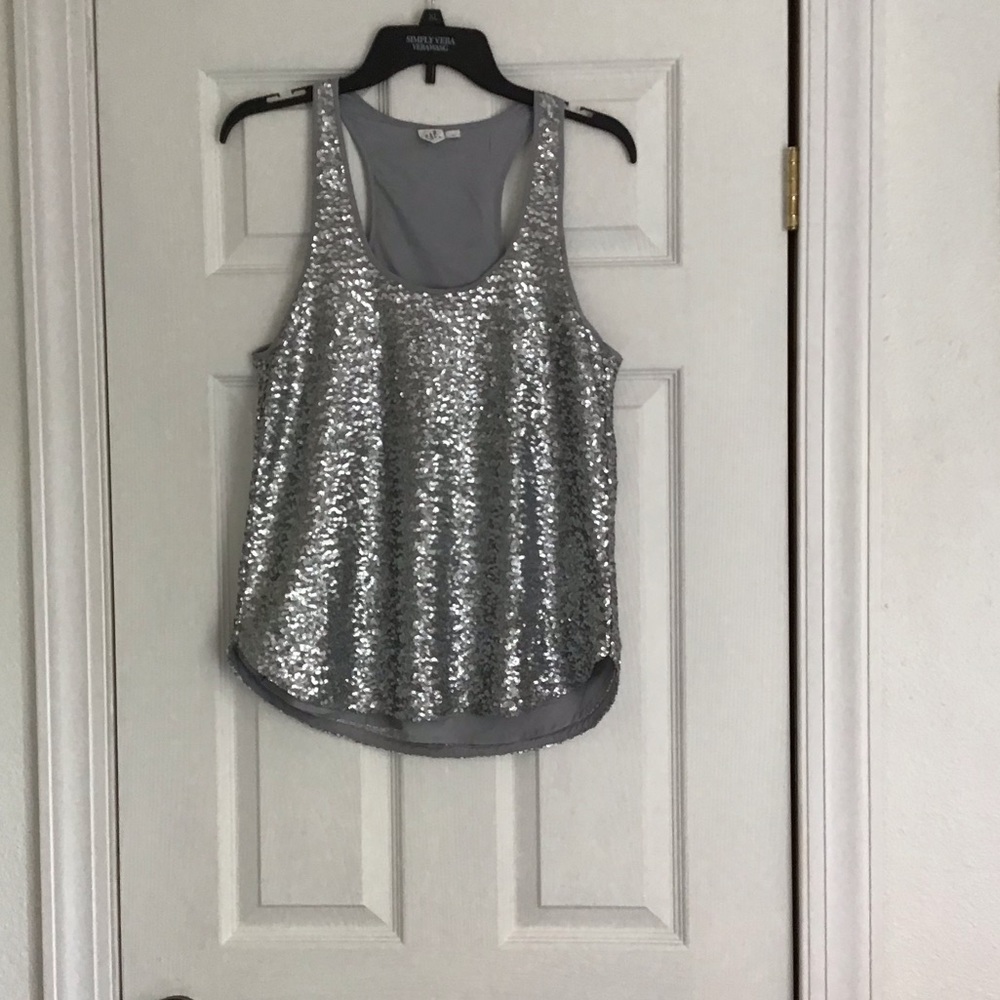 GAP silver sequin tan top size xs